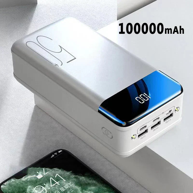 100.000 mAh Ultra‑Hochkapazitäts Powerbank – Superschnelles Laden für Smartphones, Tablets & Laptops