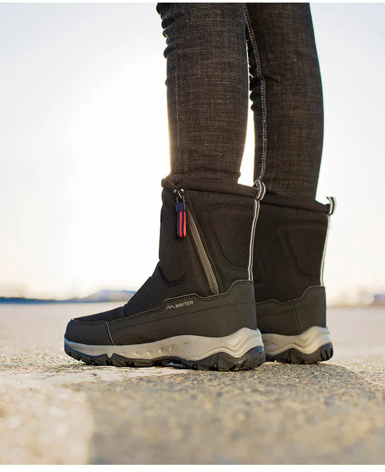 Halbhohe Winter-Snowboots für Damen & Herren – Wasserdichte Warme Stiefel mit Plüschfutter – Atmungsaktiver Baumwollmix