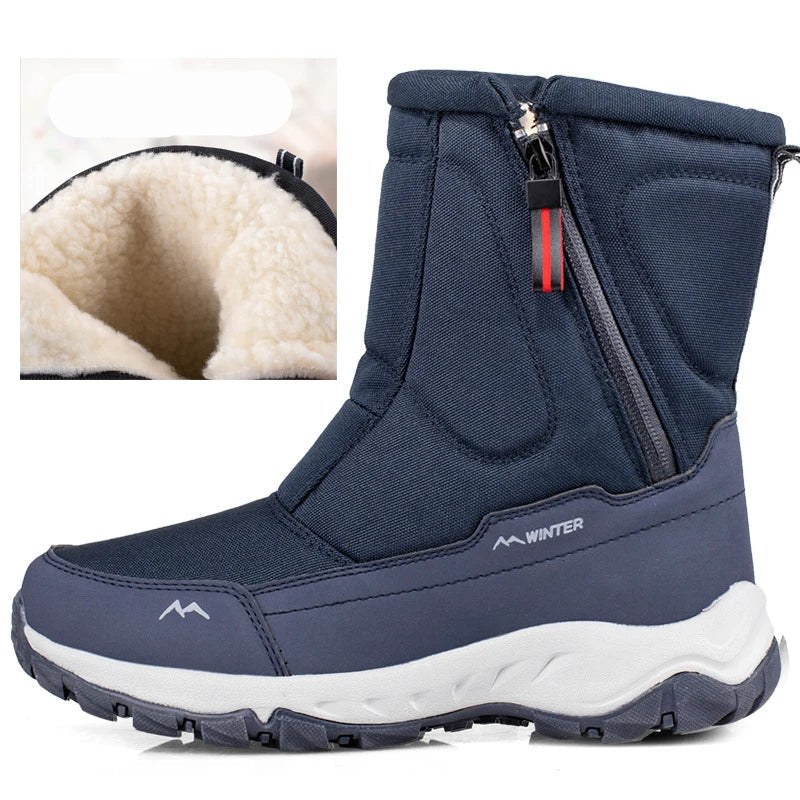 Halbhohe Winter-Snowboots für Damen & Herren – Wasserdichte Warme Stiefel mit Plüschfutter – Atmungsaktiver Baumwollmix