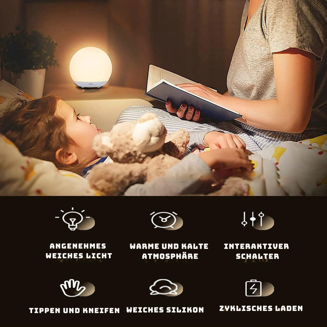 Stilllicht für die Stillzeit – BPA-freie Silikon-Touchlampe mit augenfreundlichem, stufenlosem Dimmer – kabellos & wiederaufladbar