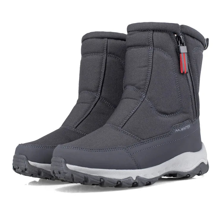 Halbhohe Winter-Snowboots für Damen & Herren – Wasserdichte Warme Stiefel mit Plüschfutter – Atmungsaktiver Baumwollmix