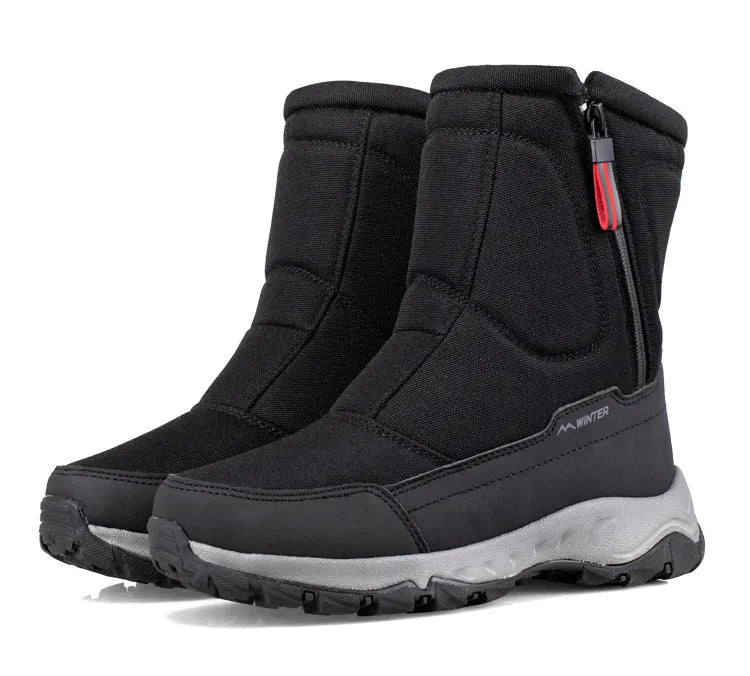 Halbhohe Winter-Snowboots für Damen & Herren – Wasserdichte Warme Stiefel mit Plüschfutter – Atmungsaktiver Baumwollmix
