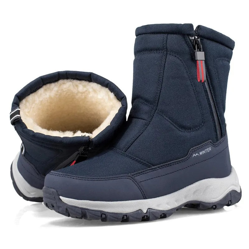 Halbhohe Winter-Snowboots für Damen & Herren – Wasserdichte Warme Stiefel mit Plüschfutter – Atmungsaktiver Baumwollmix