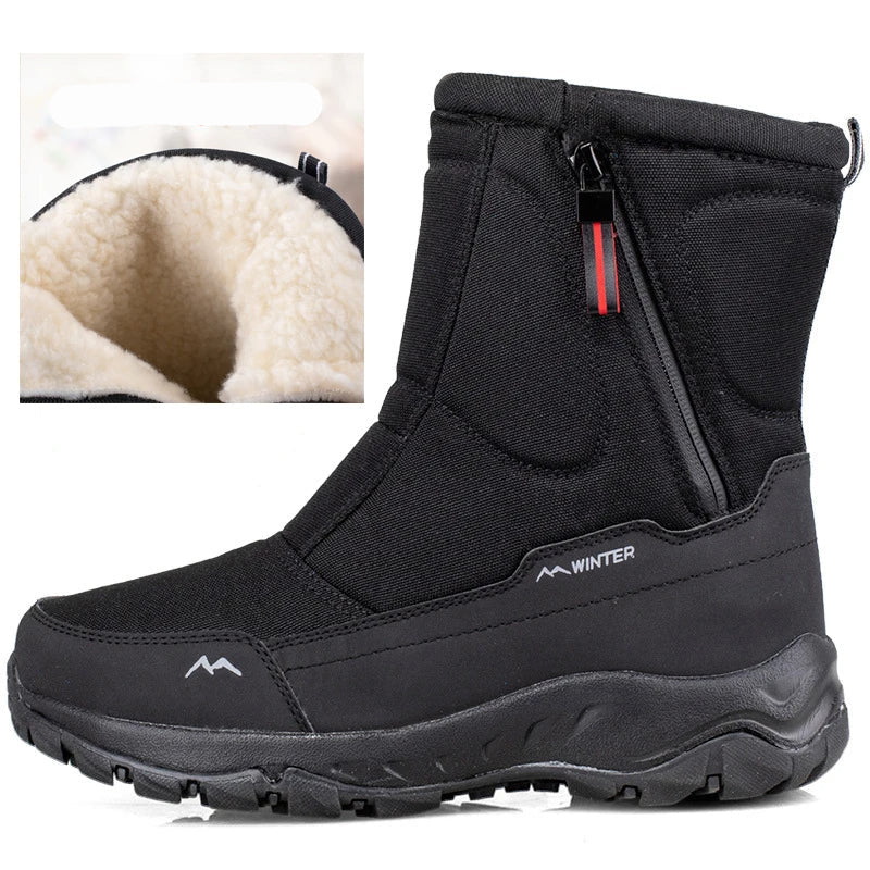 Halbhohe Winter-Snowboots für Damen & Herren – Wasserdichte Warme Stiefel mit Plüschfutter – Atmungsaktiver Baumwollmix