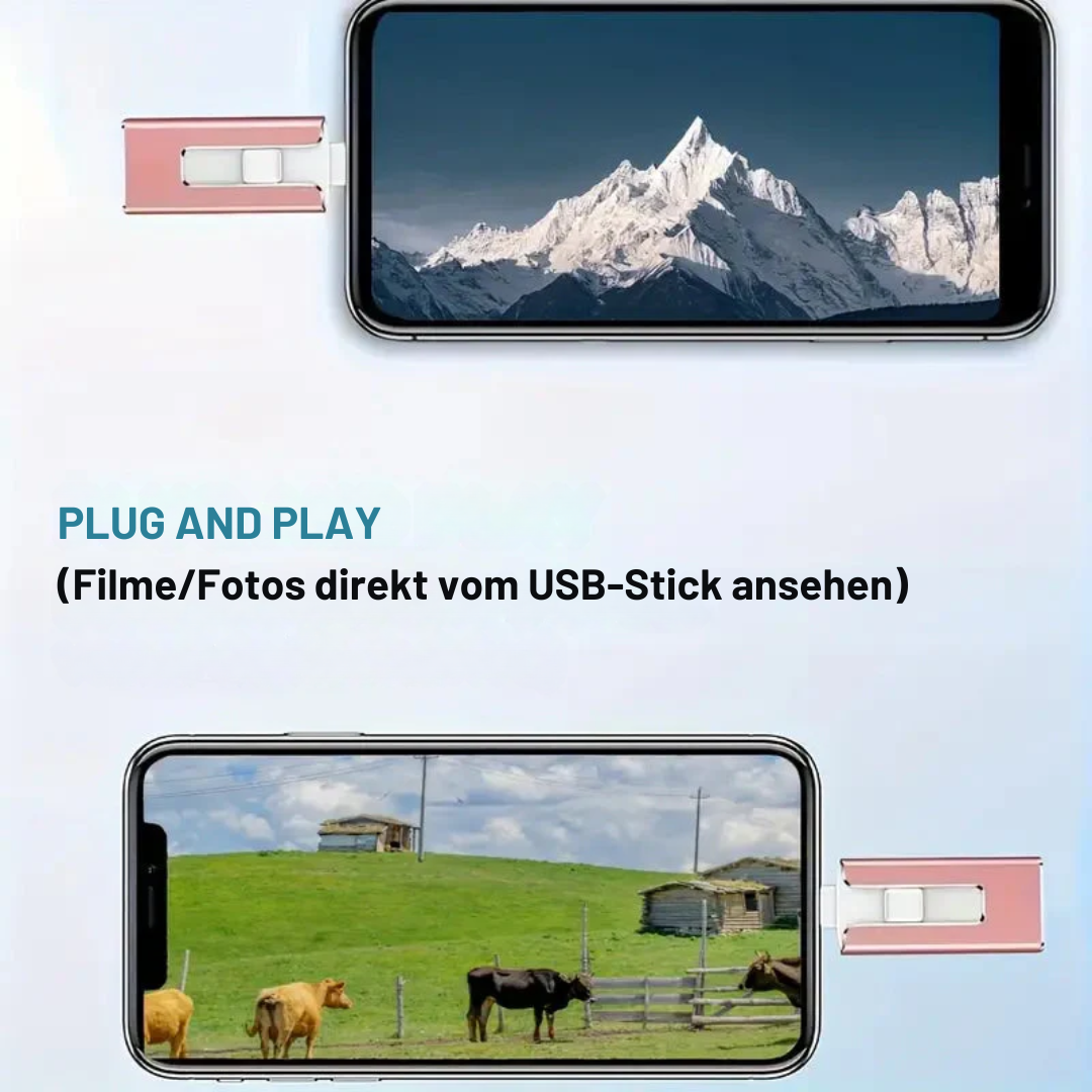 USB-Stick 2TB für Smartphone & PC | USB-A & USB-C | Ohne App, ohne Cloud