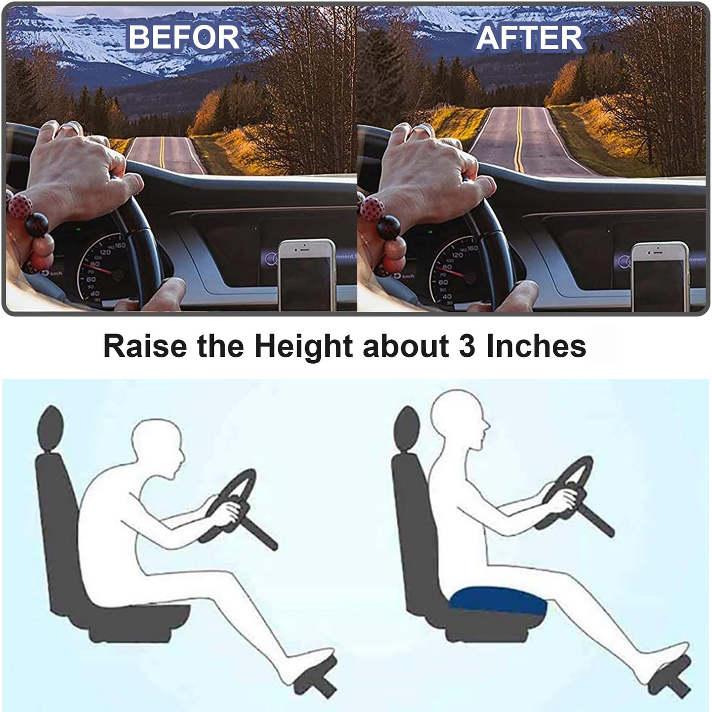 ComfortBoost Ergonomisches Sitzkissen zur Sitzhöhenerhöhung für Auto & Büro – Bessere Sitzhaltung und Komfort