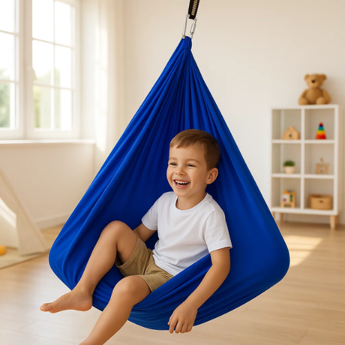 CozyNest Sensorische Therapieschaukel aus Baumwolle – Beruhigende Schaukel für Kinder mit Tiefendruck- und Balancestütze