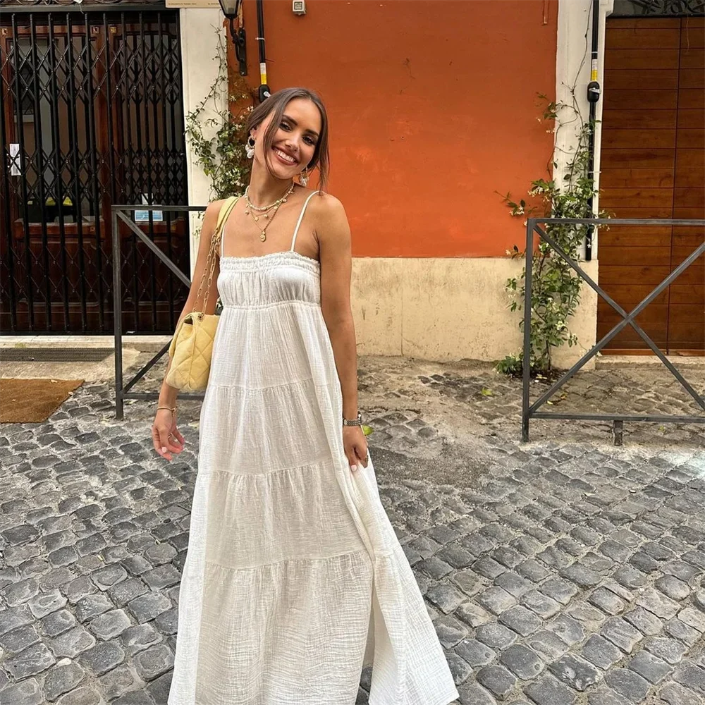 Kleid mit Midi-Trägern - Polyester - Sommer