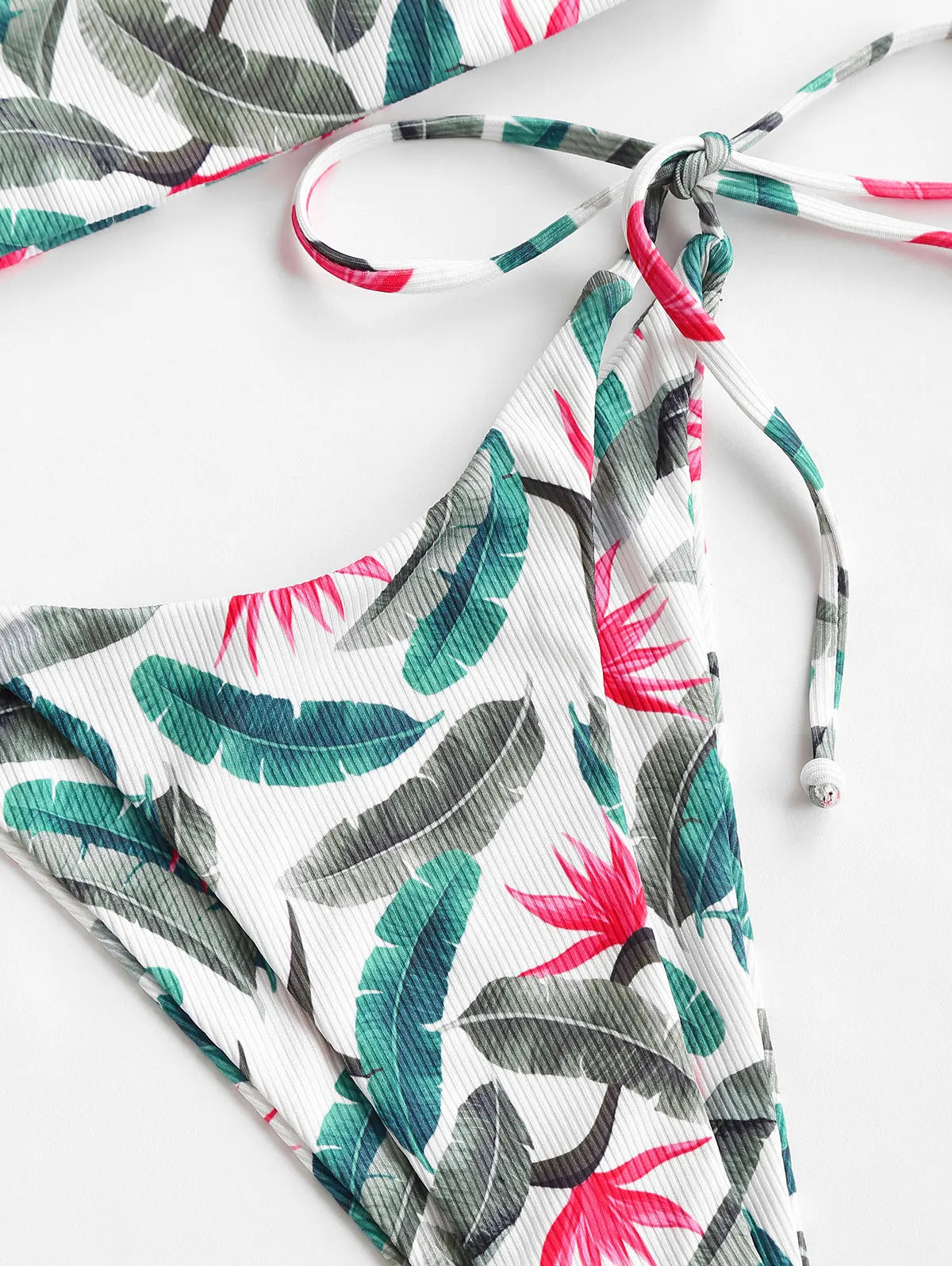 Bikini - Blattdruck - Spitze - Hohe Taille - Sommer