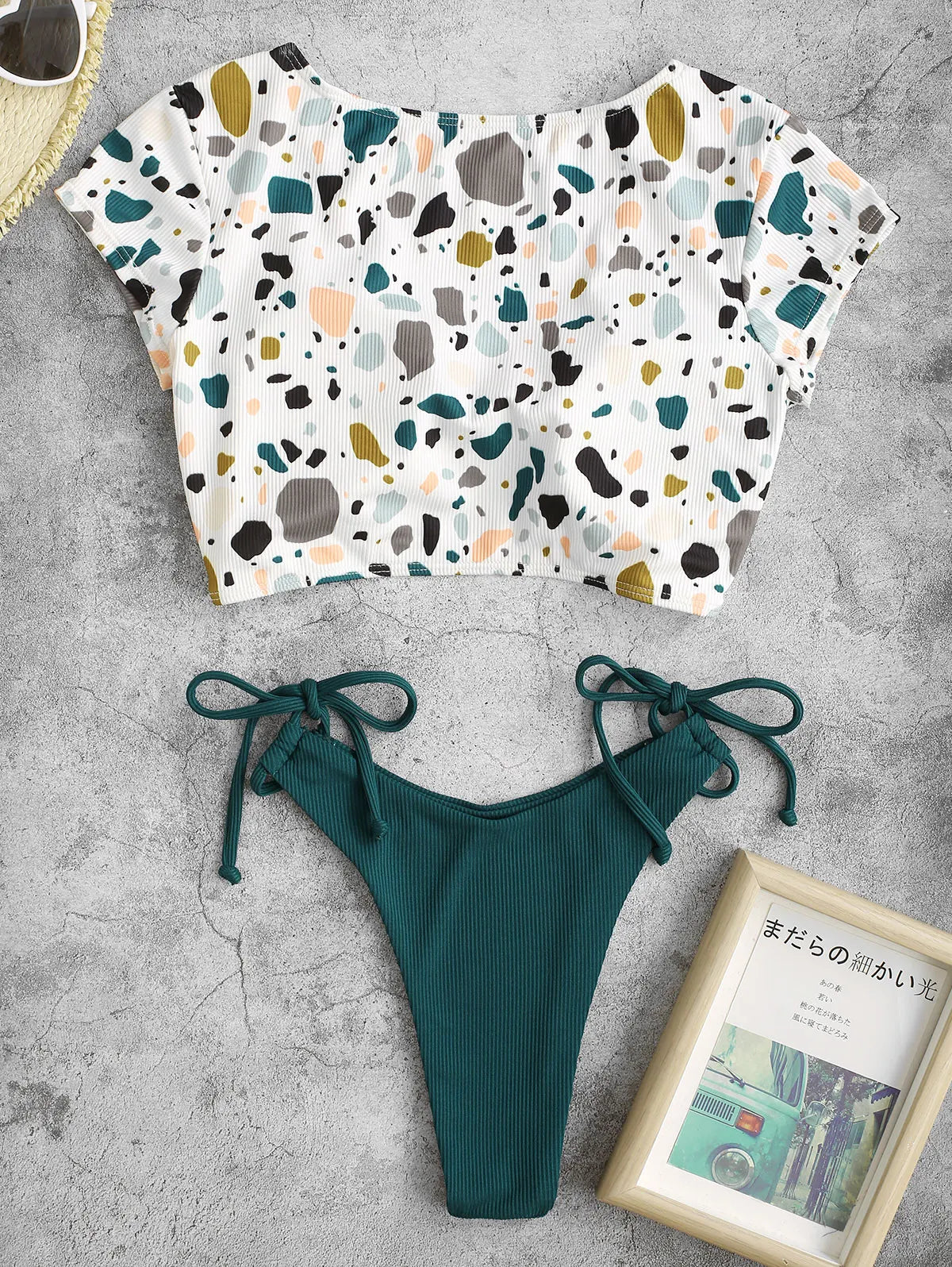 Bikini - Hoch geschnitten - Beflockt gerippt - Sommer