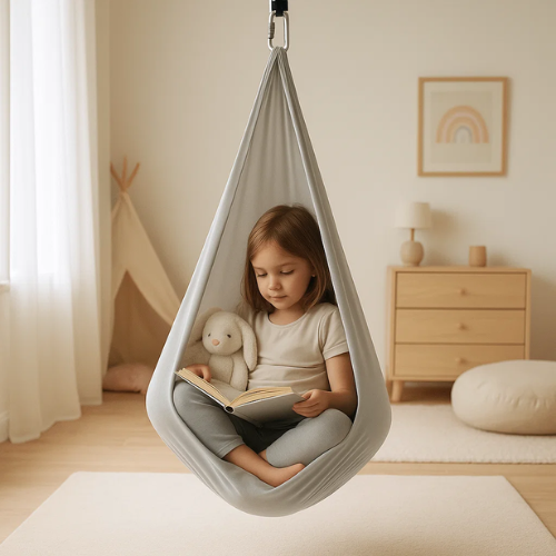 CozyNest Sensorische Therapieschaukel aus Baumwolle – Beruhigende Schaukel für Kinder mit Tiefendruck- und Balancestütze