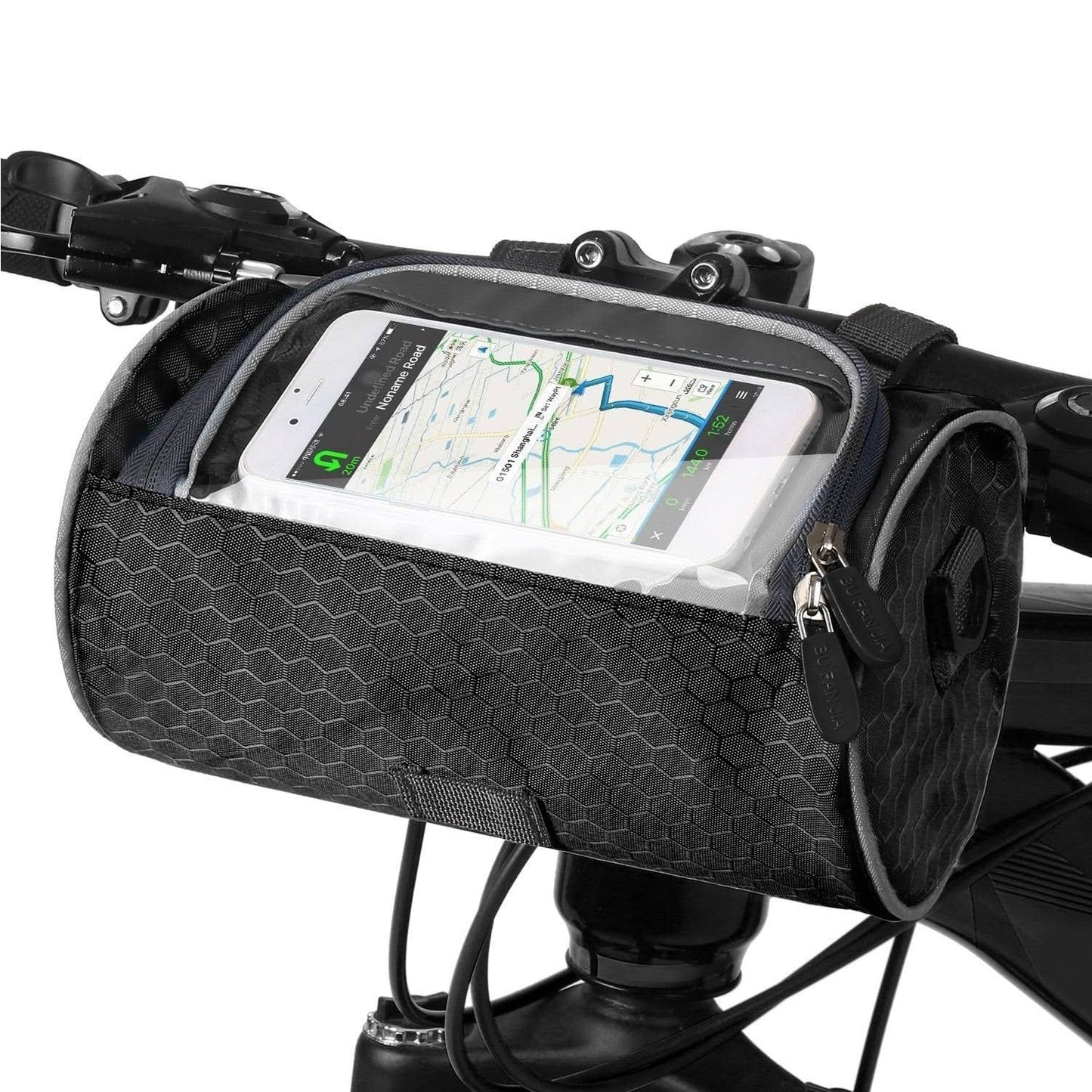 Wasserdichte Fahrradtasche mit Handyhalter – Lenker-Tasche mit Touchscreen-Fenster – Verstellbar & Universell
