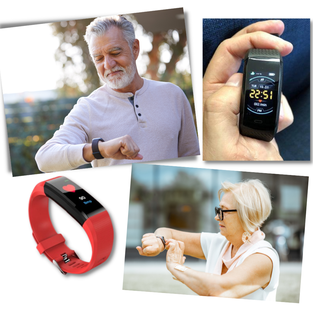 SeniorPulse Watch – Senioren-Smartwatch mit Herzfrequenz-, Blutdruck- & Schlafmonitor und großem, hellem LED-Display