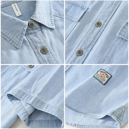 Hemd - Kurze Ärmel - Baumwolle Denim - Sommer