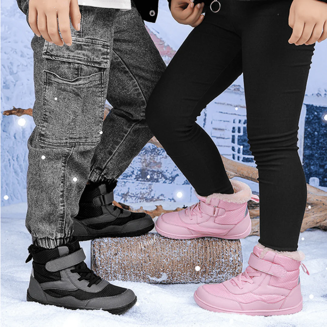 Wasserdichte Winter Kinder Barfußschuhe – gefüttert, rutschfest, natürliche Zehenfreiheit
