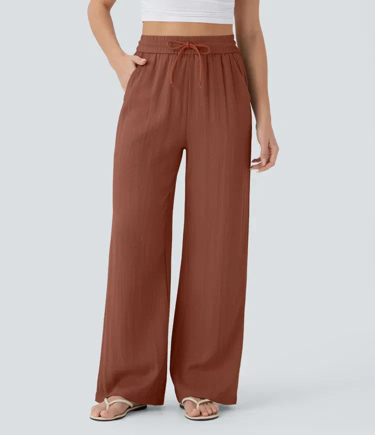 Leichte & Elegante Damen-Leinenhose mit Weitem Bein – Sommerlich, Bequem & Stilvoll