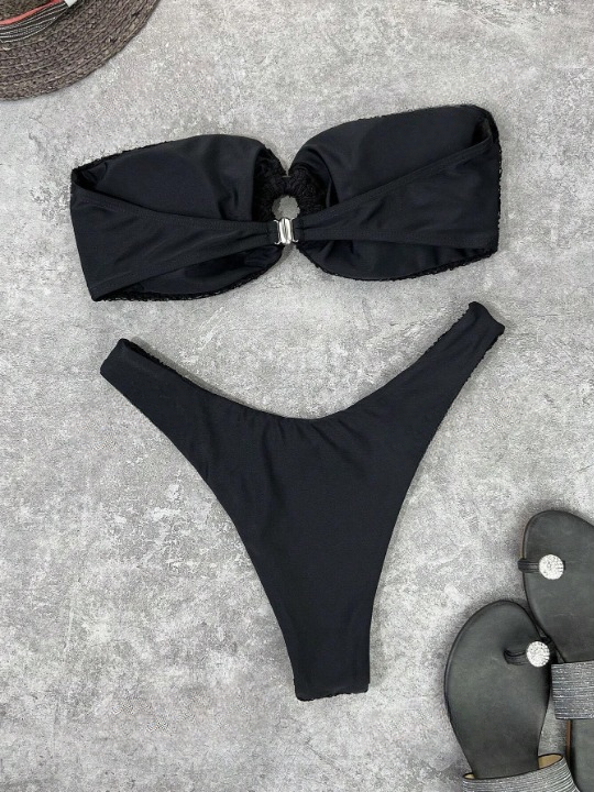 Bikini - Trägerloses Bandeau - Einfarbig - Sommer