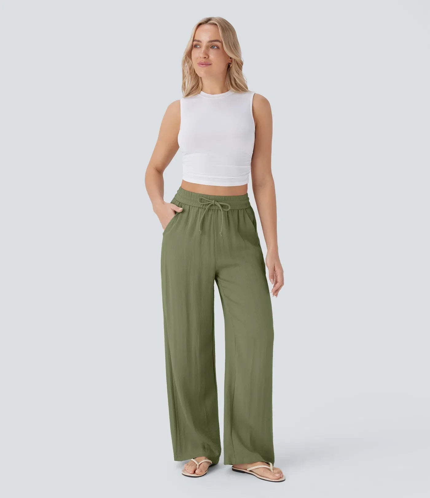 Leichte & Elegante Damen-Leinenhose mit Weitem Bein – Sommerlich, Bequem & Stilvoll