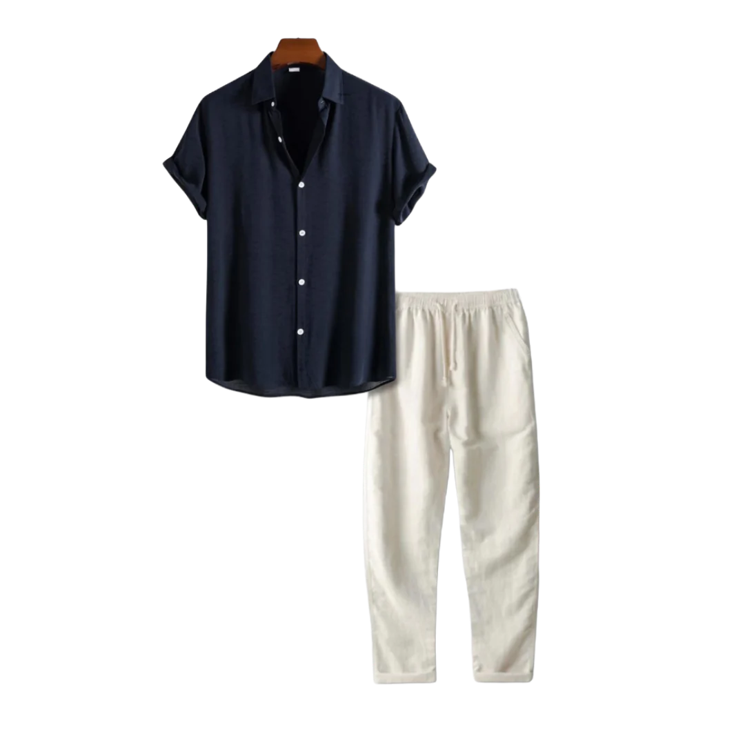 Sommer Linen Outfit Set - Lässige - Florenz bei Nacht