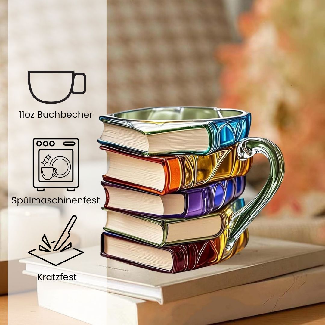 3D Handgefertigte Buch-Tasse – Einzigartiges Kunstwerk für Bücherliebhaber