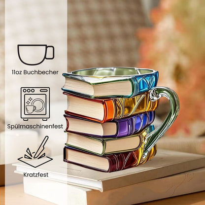 3D Handgefertigte Buch-Tasse – Einzigartiges Kunstwerk für Bücherliebhaber