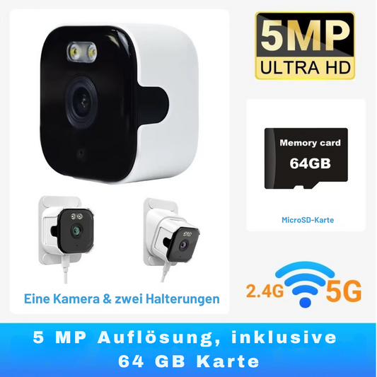 Überwachungskamera 2K Ultra-HD für Fenster | Nachtsicht & Bewegungsmelder | inkl. 64GB Speicherkarte | Kabellos & von außen nicht sichtbar