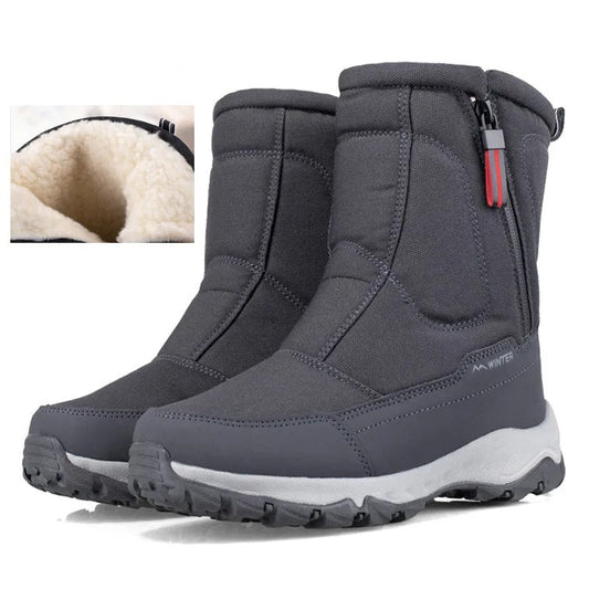 Halbhohe Winter-Snowboots für Damen & Herren – Wasserdichte Warme Stiefel mit Plüschfutter – Atmungsaktiver Baumwollmix