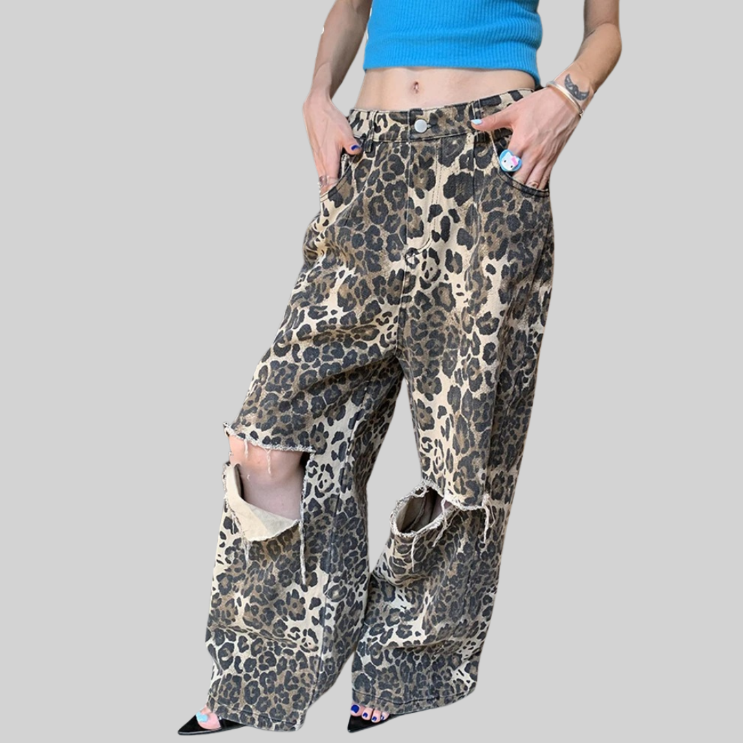 Leopard Jeans - Schick - Hohe Taille