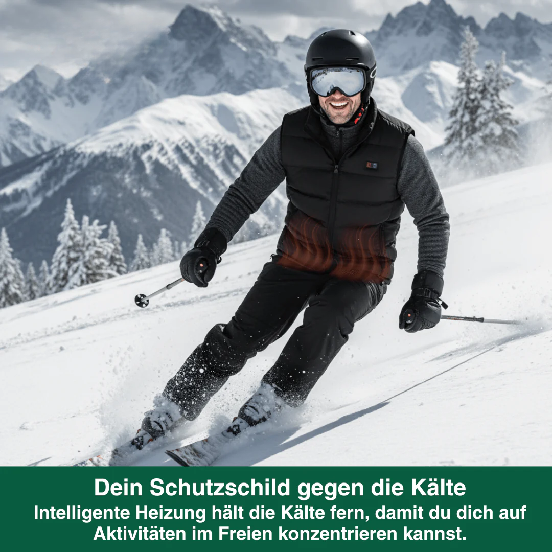 Beheizte Weste mit 9 Heizzonen USB betrieben Unisex – Ultraleicht wasserabweisend für Winter & Herbst Outdoor & Wintersport