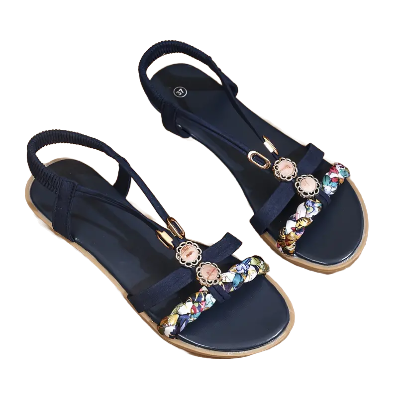 Sommer Strass Sandalen - Boho - Riemchen Flach Slingback