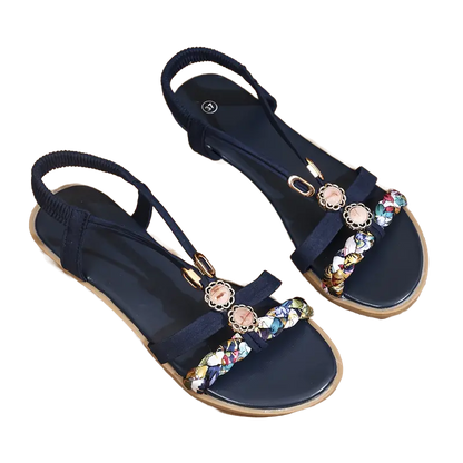 Sommer Strass Sandalen - Boho - Riemchen Flach Slingback