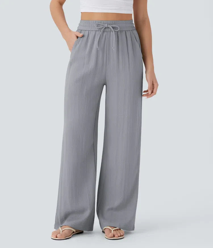 Leichte & Elegante Damen-Leinenhose mit Weitem Bein – Sommerlich, Bequem & Stilvoll