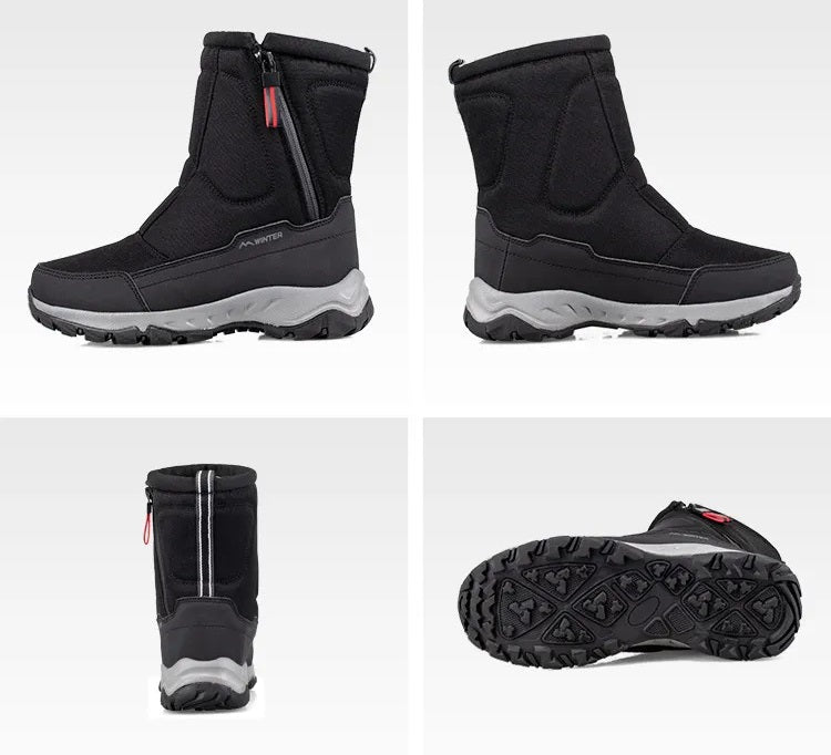 Halbhohe Winter-Snowboots für Damen & Herren – Wasserdichte Warme Stiefel mit Plüschfutter – Atmungsaktiver Baumwollmix