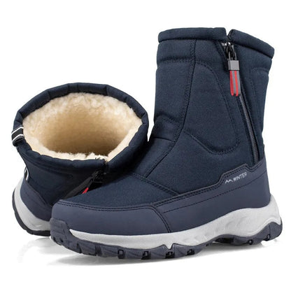 Halbhohe Winter-Snowboots für Damen & Herren – Wasserdichte Warme Stiefel mit Plüschfutter – Atmungsaktiver Baumwollmix