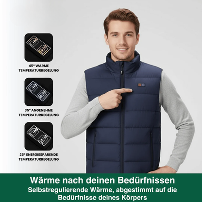 Beheizte Weste mit 9 Heizzonen USB betrieben Unisex – Ultraleicht wasserabweisend für Winter & Herbst Outdoor & Wintersport