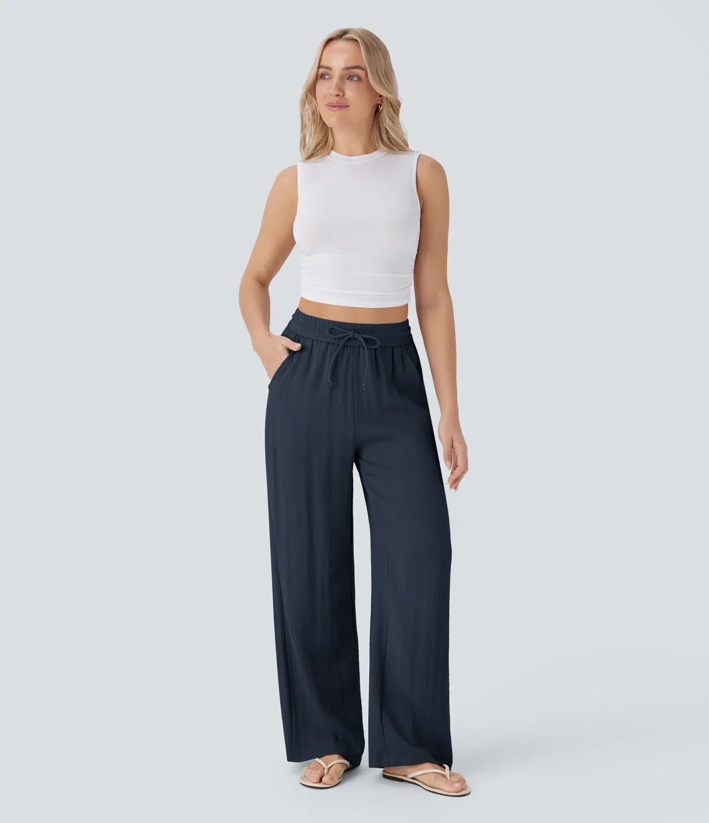 Leichte & Elegante Damen-Leinenhose mit Weitem Bein – Sommerlich, Bequem & Stilvoll
