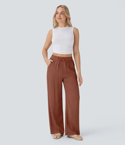 Leichte & Elegante Damen-Leinenhose mit Weitem Bein – Sommerlich, Bequem & Stilvoll