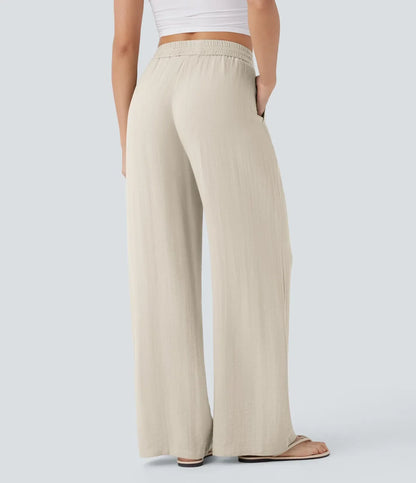 Leichte & Elegante Damen-Leinenhose mit Weitem Bein – Sommerlich, Bequem & Stilvoll