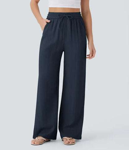 Leichte & Elegante Damen-Leinenhose mit Weitem Bein – Sommerlich, Bequem & Stilvoll