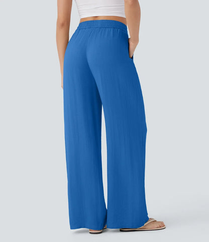 Leichte & Elegante Damen-Leinenhose mit Weitem Bein – Sommerlich, Bequem & Stilvoll