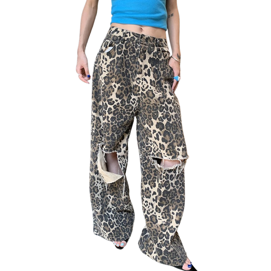 Leopard Jeans - Schick - Hohe Taille