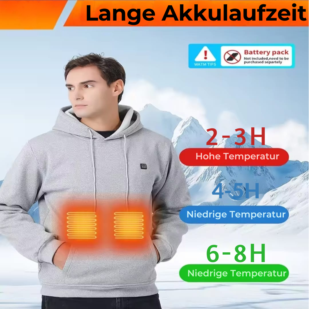 Beheizbarer Unisex Hoodie mit USB-Anschluss - 3 Wärmestufen - Perfekt für Winter - Waschmaschinengeeignet