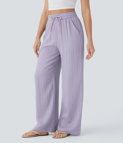 Leichte & Elegante Damen-Leinenhose mit Weitem Bein – Sommerlich, Bequem & Stilvoll