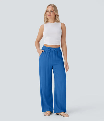 Leichte & Elegante Damen-Leinenhose mit Weitem Bein – Sommerlich, Bequem & Stilvoll