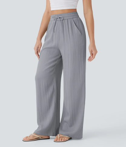 Leichte & Elegante Damen-Leinenhose mit Weitem Bein – Sommerlich, Bequem & Stilvoll