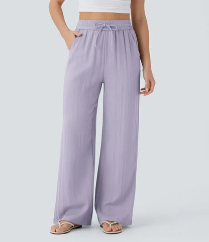 Leichte & Elegante Damen-Leinenhose mit Weitem Bein – Sommerlich, Bequem & Stilvoll