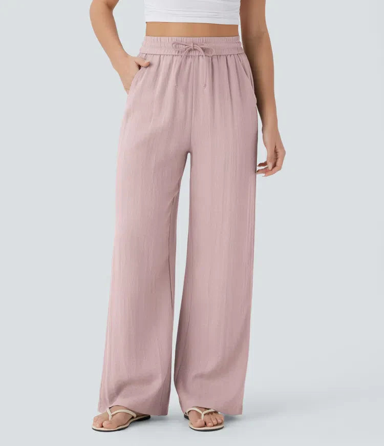 Leichte & Elegante Damen-Leinenhose mit Weitem Bein – Sommerlich, Bequem & Stilvoll