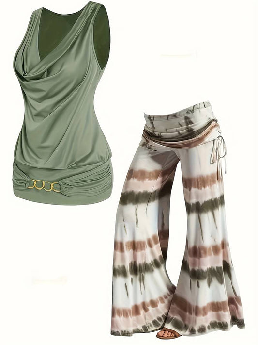 Summer Outfits - Boho  - Weste & Tie Dye Weite Hosen