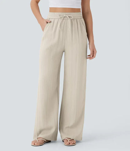 Leichte & Elegante Damen-Leinenhose mit Weitem Bein – Sommerlich, Bequem & Stilvoll