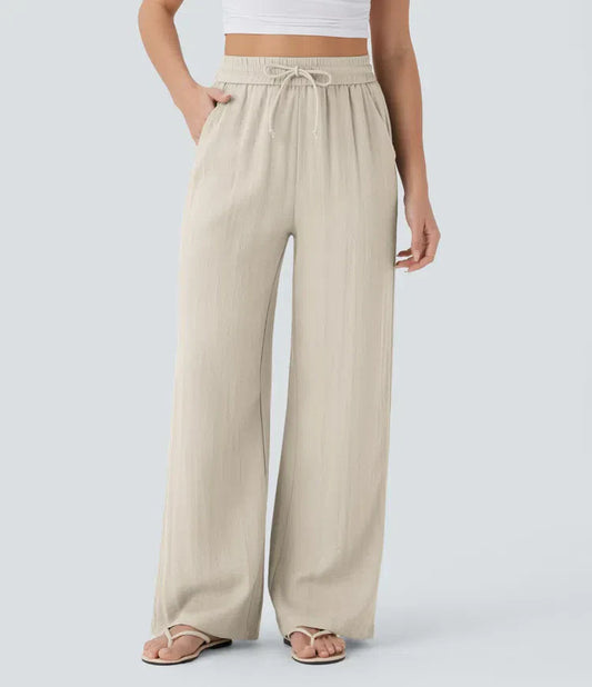 Leichte & Elegante Damen-Leinenhose mit Weitem Bein – Sommerlich, Bequem & Stilvoll